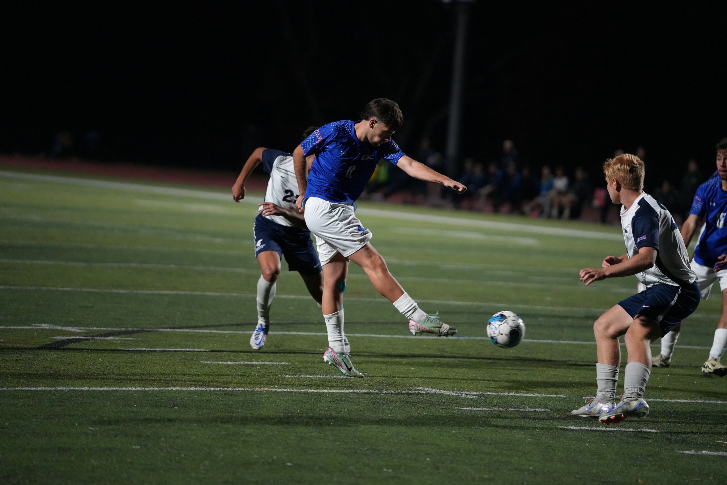 Ewan Burdin takes a shot during the AMC Quarterfinal against Missouri Baptist